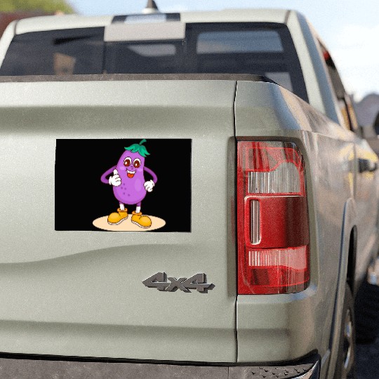 Animated Eggplant Character Design Car Magnets
