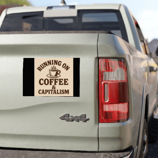 Coffee and Capitalism Lover Quote Car Magnets