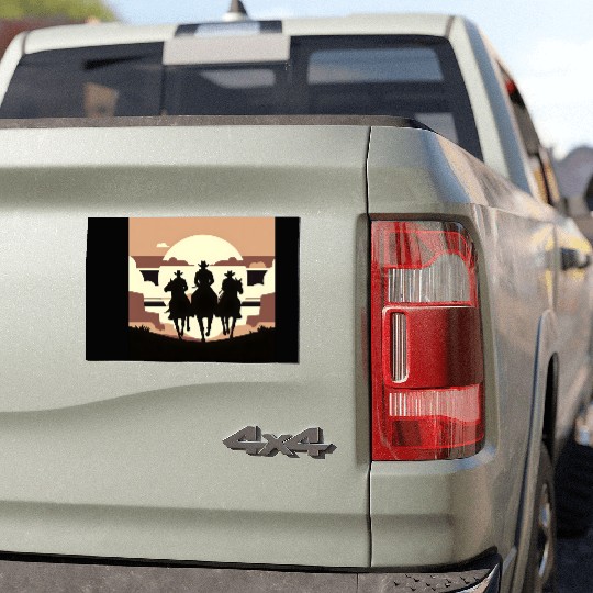 Western Cowboys Riding Car Magnets