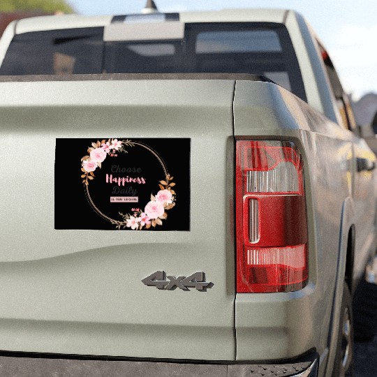 Choose Happiness Floral Frame - Bloom With Joy Car Magnets
