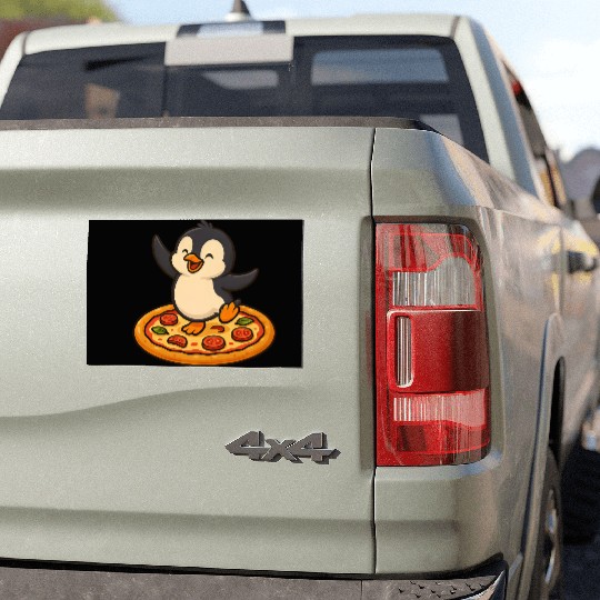 Dancing penguin pizza pizza lover fun Car Magnets