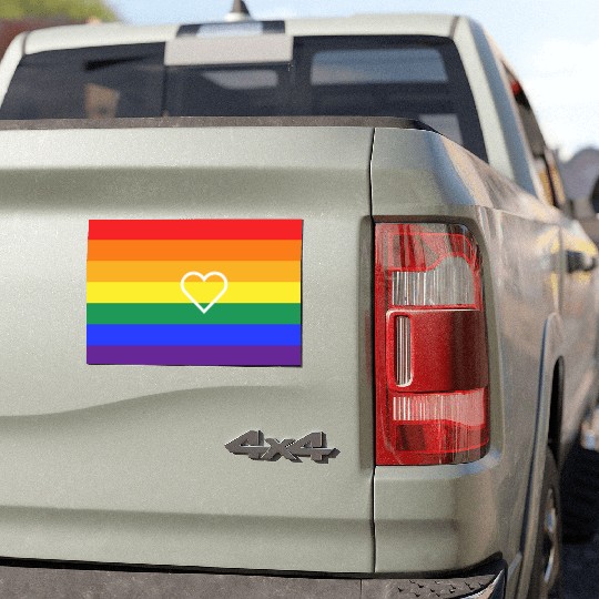 Rainbow Heart Pride Flag Car Magnets