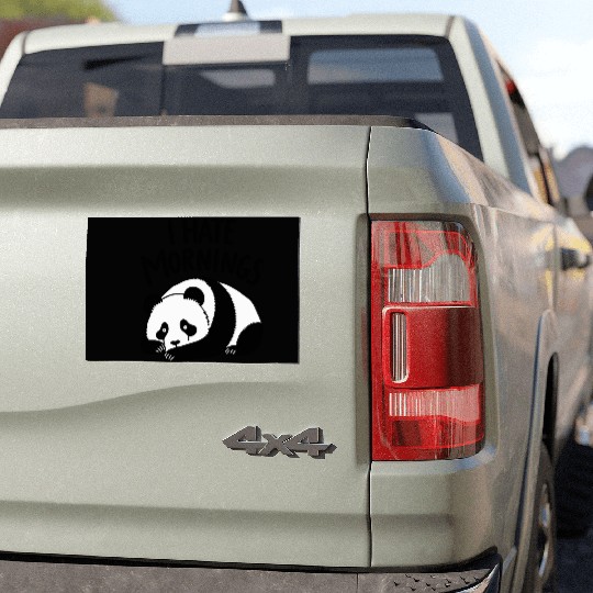 Panda I Hate Mornings Saying Car Magnets