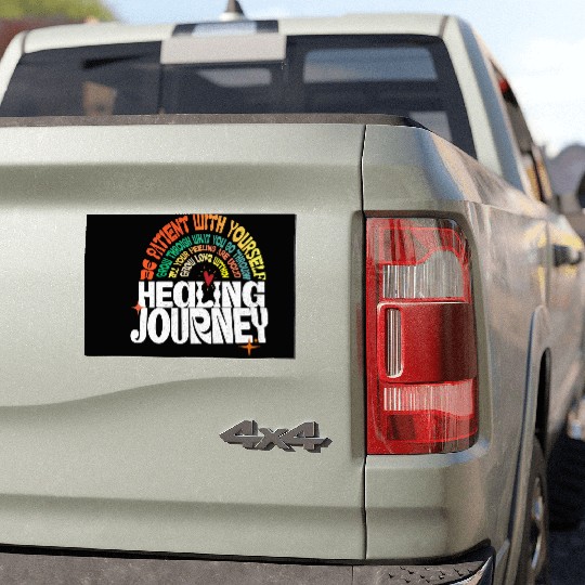 Healing Journey Positive Retro Typography Car Magnets