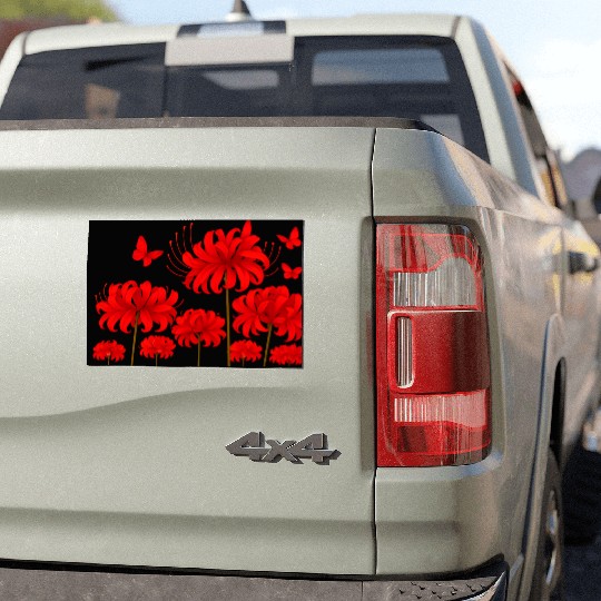 Vivid Red Hibiscus with Butterflies Car Magnets