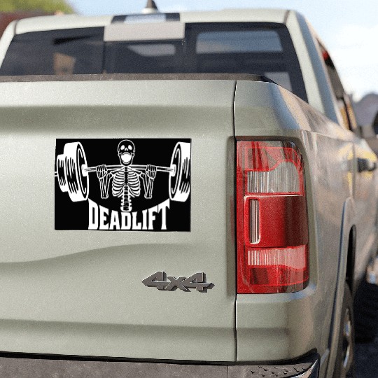 Skeleton Deadlift Gym Illustration Car Magnets