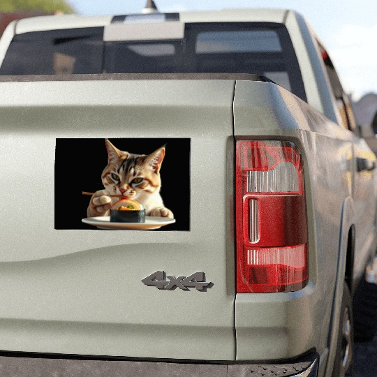 Whimsical Sushi Cat Illustration Car Magnets