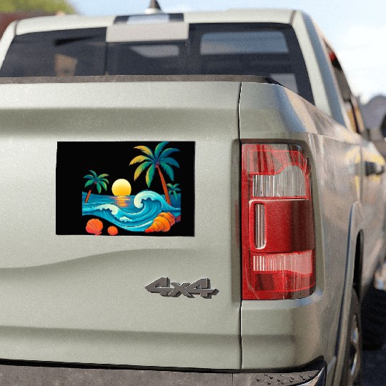 Tropical Sunset Beach Vibes Car Magnets