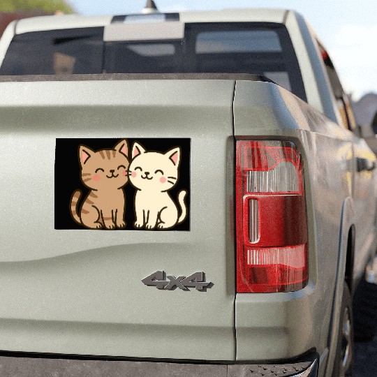 Adorable Cat Duo Print Design Car Magnets