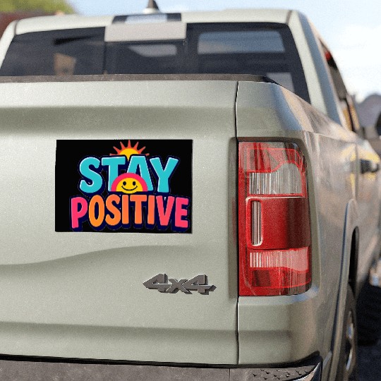Vibrant Stay Positive Sun Design Car Magnets