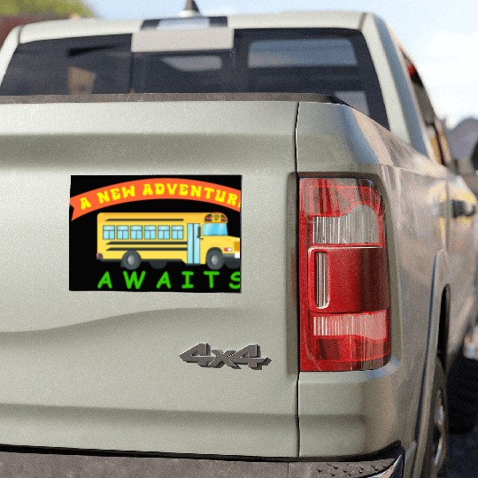 School Bus Awaits New Adventure Design Car Magnets