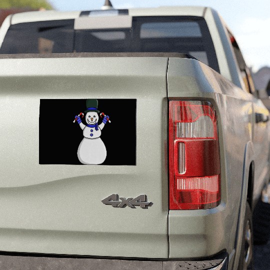 Festive Snowman with Candy Cane and Gloves Car Magnets