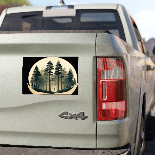 Mystical Forest Circle Design Car Magnets