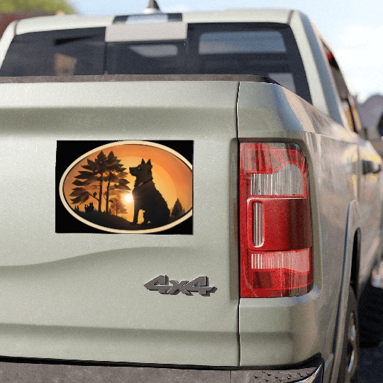 Sunset Wilderness Wolf Silhouette Car Magnets