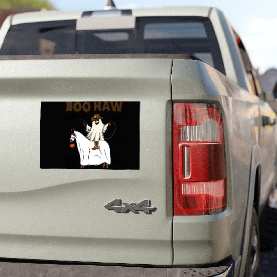 Boo Haw Halloween Ghost Cowboy Western Car Magnets