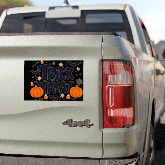 Halloween Pumpkin and Bat Trick or Treat Design Car Magnets