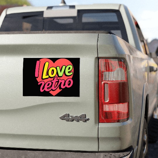 Retro Love Heart Graphic Design Car Magnets
