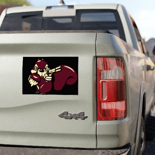 Squirrel witty nut gun Car Magnets