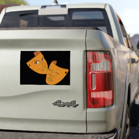 Theater Mask Comedy and Tragedy Mono Line Car Magnets