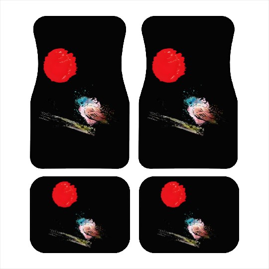 Murakami Birds Red Moon Japenese Car Mats