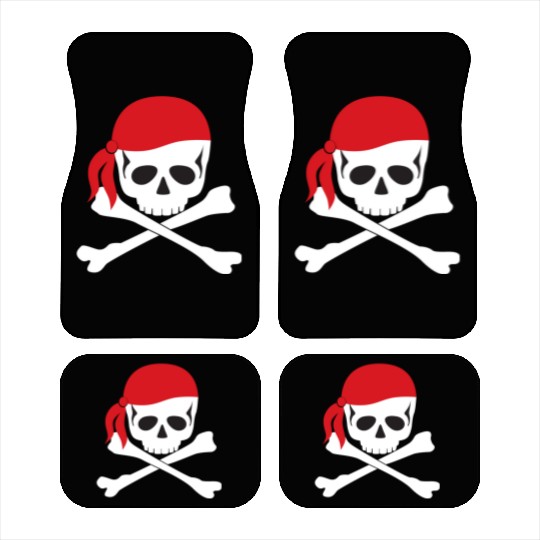 White Skull & Crossbones Car Mats