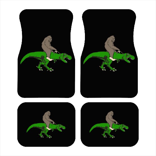Bigfoot riding T rex Car Mats