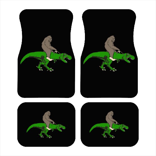 Bigfoot riding T rex Car Mats