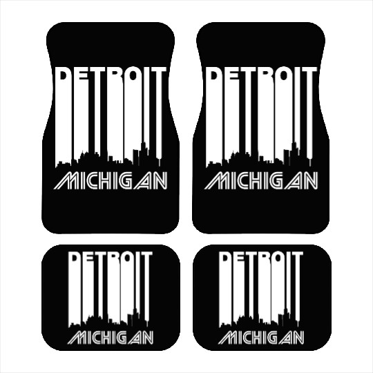 Retro Detroit Skyline Car Mats