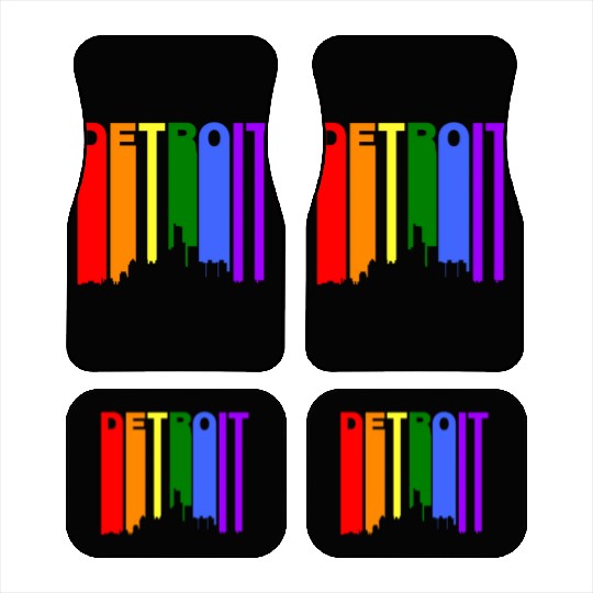 Detroit Michigan Gay Pride Rainbow Skyline Car Mats