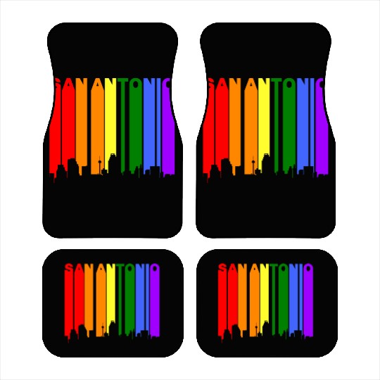 San Antonio Texas Gay Pride Rainbow Skyline Car Mats
