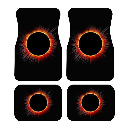 Solar Eclipse Flare Burst Cartoon Car Mats