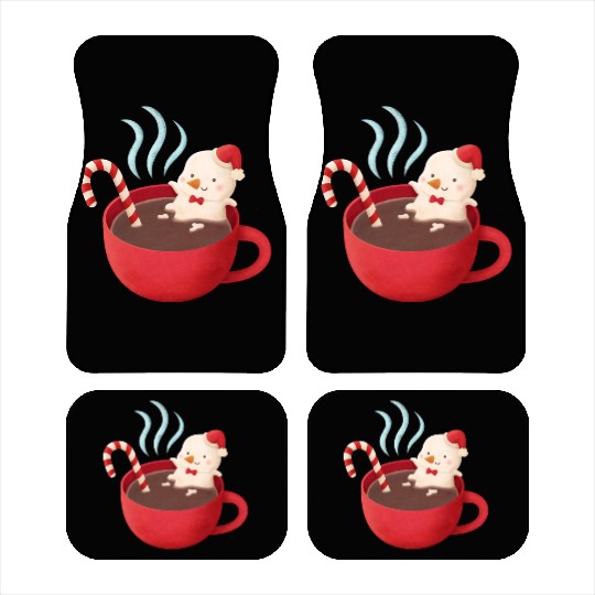 Cute Snowman in Hot Cocoa Car Mats