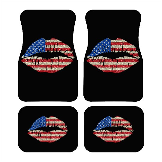 american flag lips glitter USA patriotic patriot Car Mats