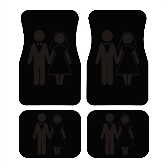 Bride And Groom Silhouette Car Mats