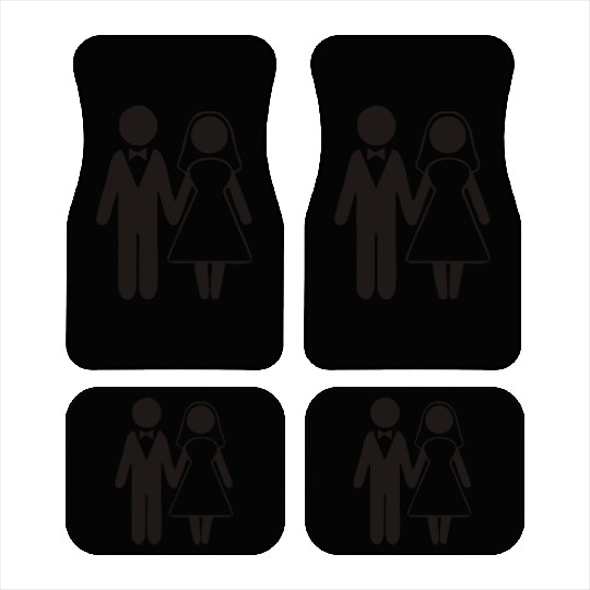 Bride And Groom Silhouette Car Mats