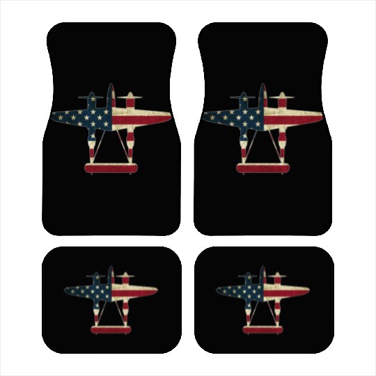 US Flag P-38 Lightning Aircraft Warbird Plane Gift Car Mats