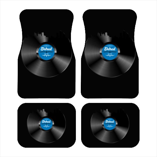 Detroit Vinyl Skyline Record Music Lover Car Mats