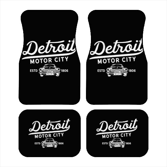 Detroit Michigan Motor City Classic Vintage Retro Car Mats