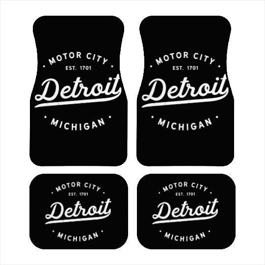 Detroit Michigan Motor City Classic Vintage Retro Car Mats