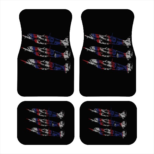 Three Spitfire British Warplanes Car Mats