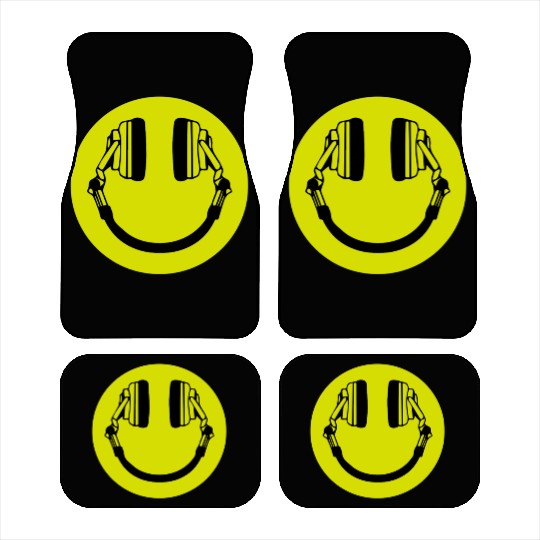 Headphone Smiley Acid House Cans MUSIC RAVE WEED D Car Mats