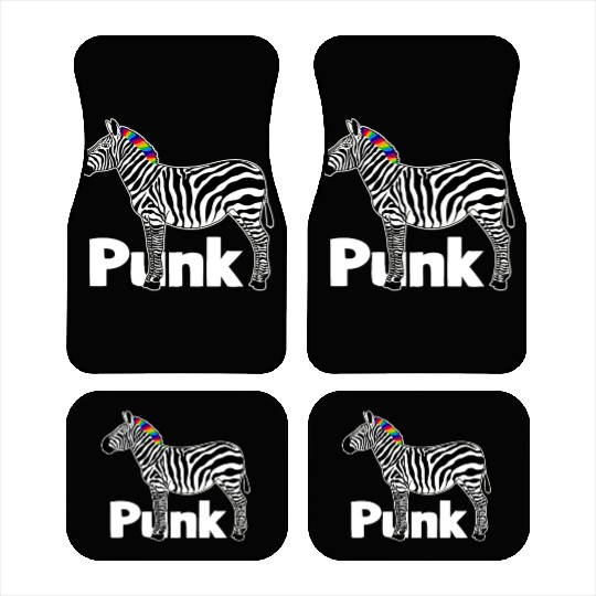 Zebra Punk Rock Music Mohawk Haircut Animal Humor Car Mats