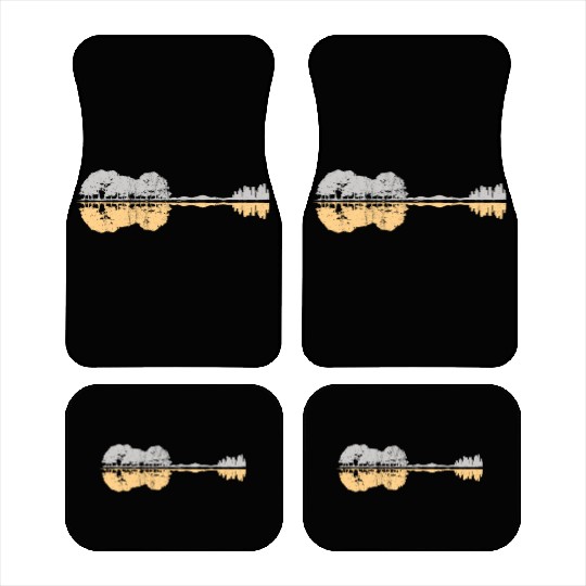 Guitar Lake Shadow Reflection Faux Gold Guitar Car Mats
