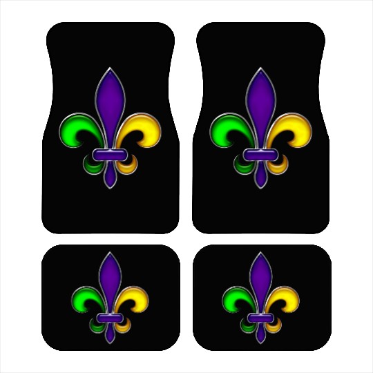 Fleur De Lis Mardi Gras Glossy Lily Car Mats