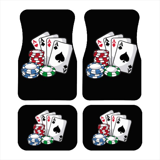 POKER CARDS AND CHIPS Texas Holdem Casino Vegas Car Mats