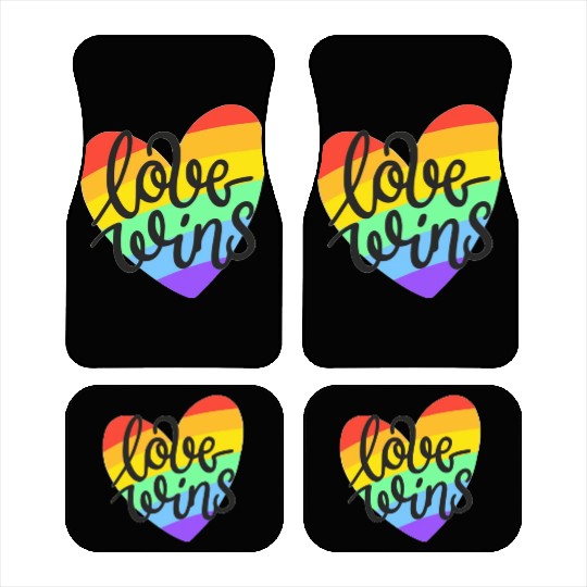 Love Wins LGBT Pride Rainbow Heart CSD Car Mats Car Mats