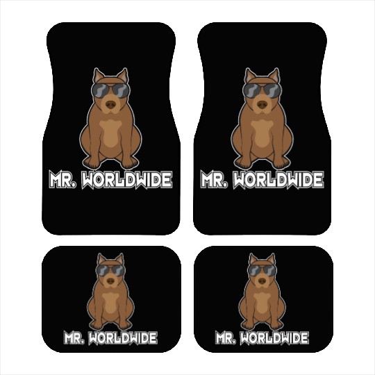 Mr. Worldwide Funny Pitbull Dog Lover Gift Car Mats