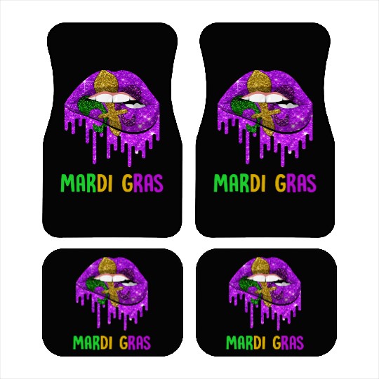 Mardi Gras Lip Biting Diamong Shining Costume Car Mats