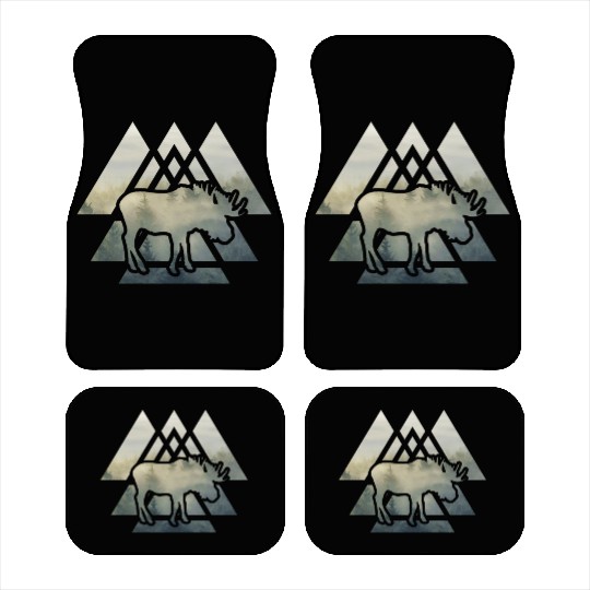 Elk Moose Silhouette Mountain Forest Car Mats
