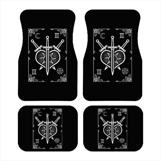 Three Of Sword Heart Tarot Card Occult Fortune Car Mats